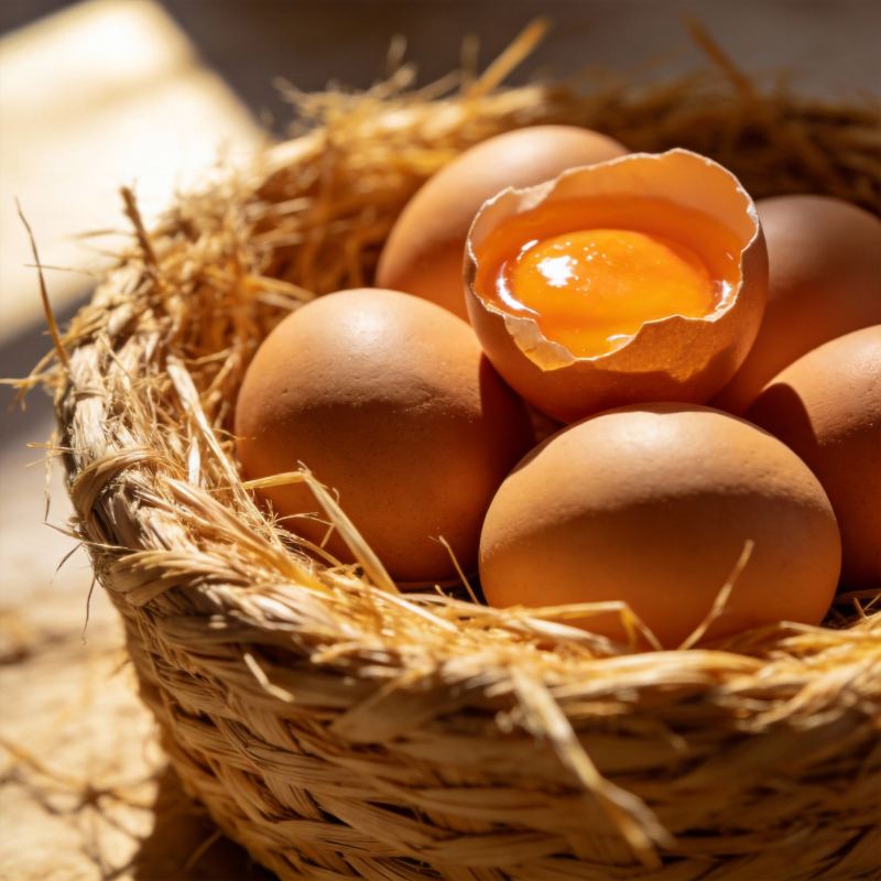 蛋篮里的新鲜鸡蛋图片