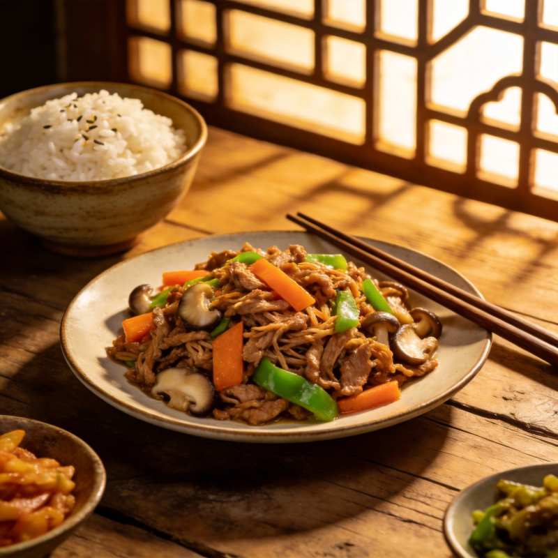 美味炒菜配白饭图片