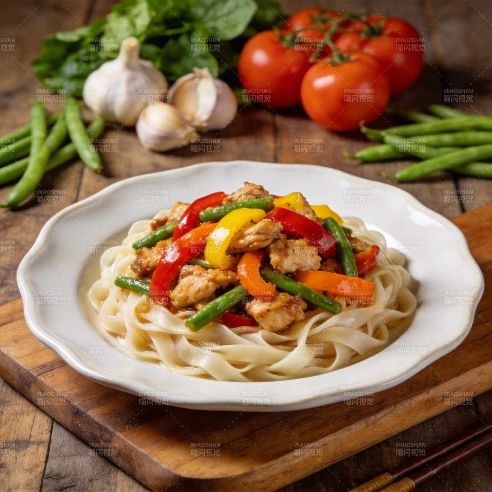 彩椒鸡丁意面图片