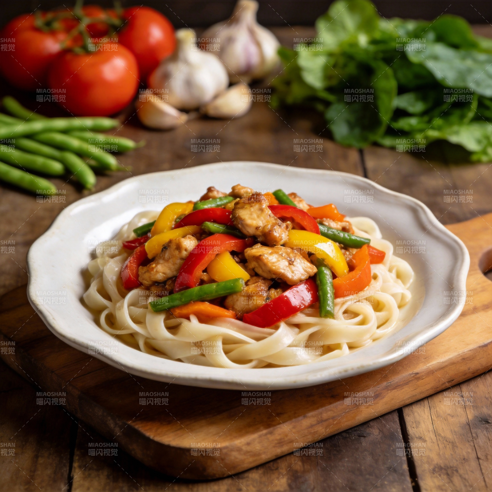 彩椒鸡丁意面图片