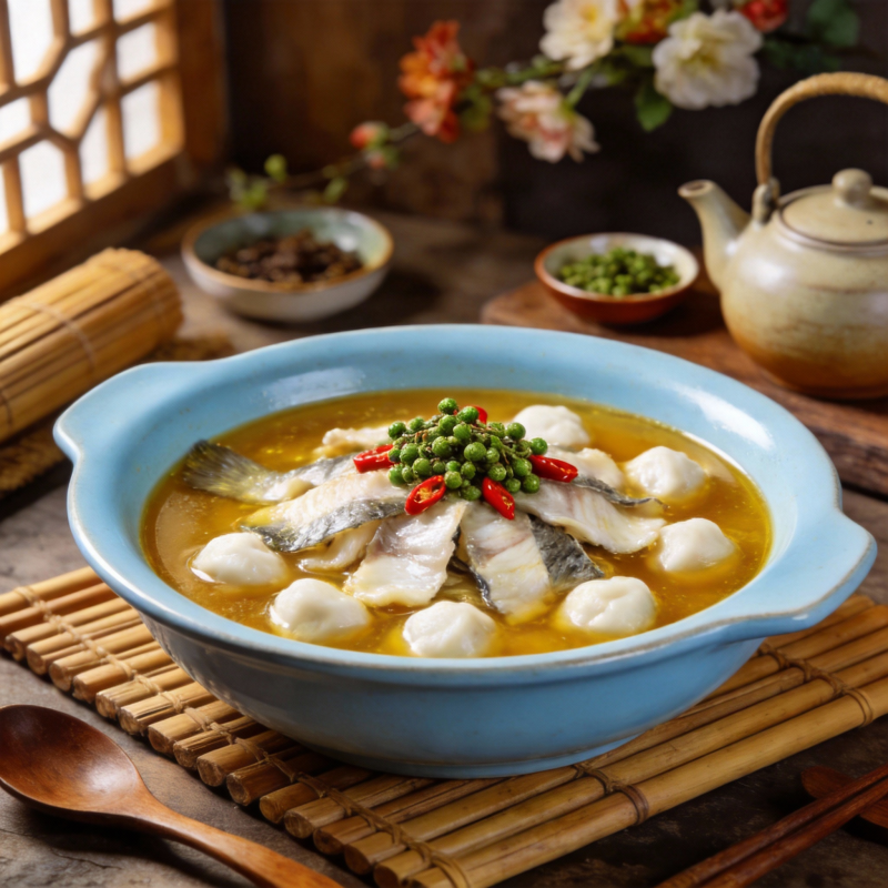 鱼片汤配青豆辣椒图片