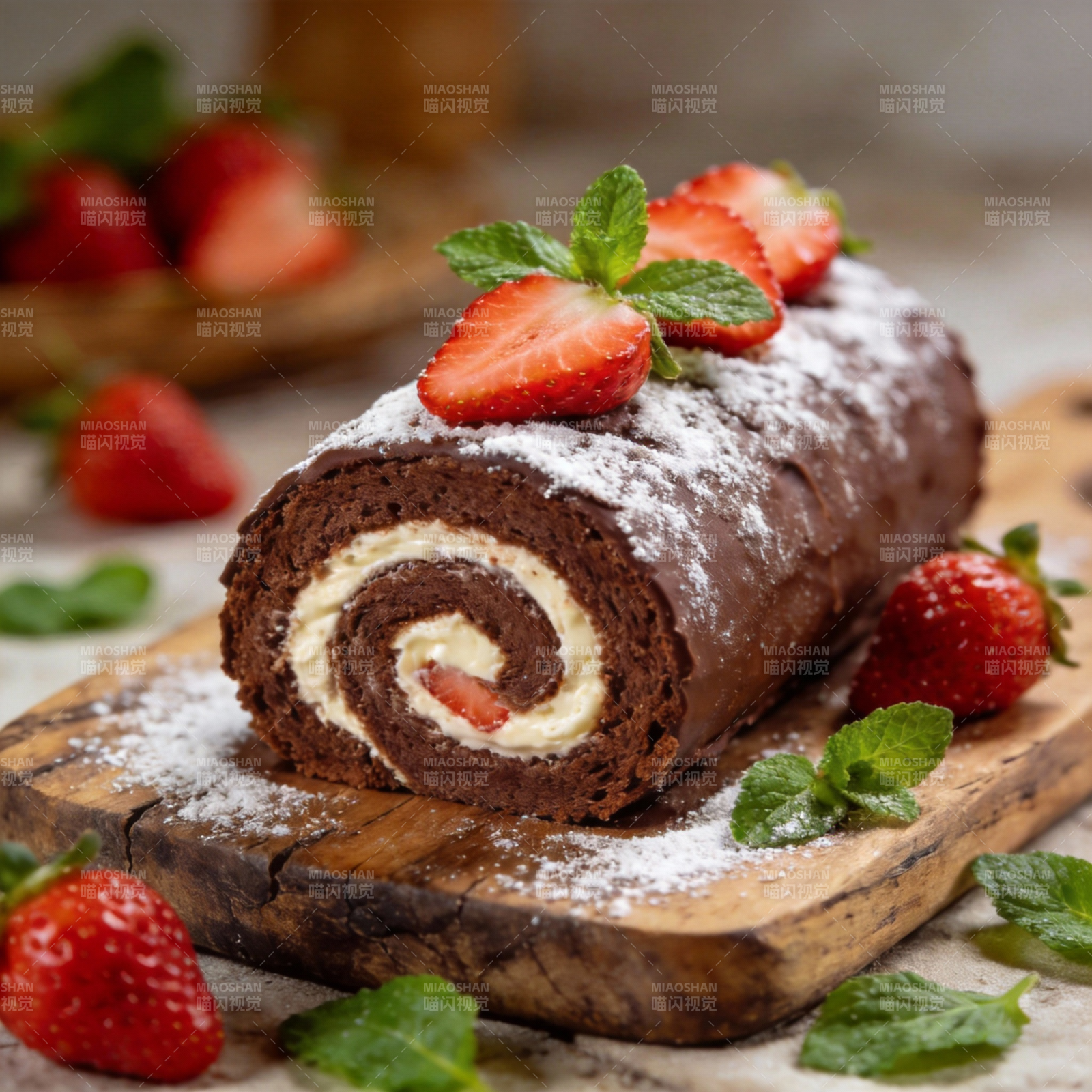 巧克力草莓卷图片