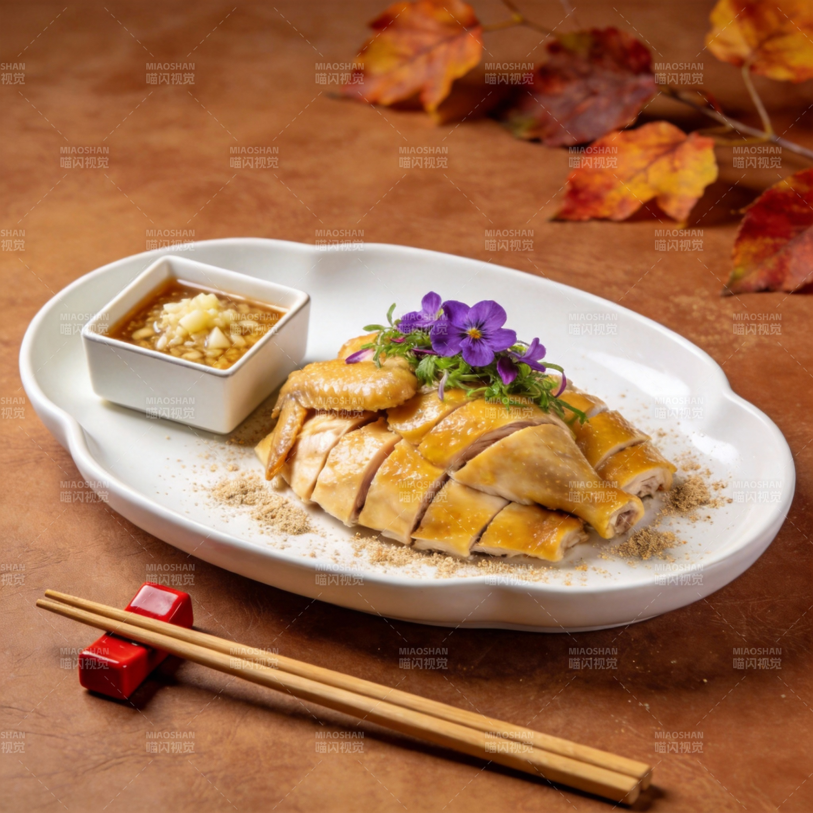 秋日烤鸭配酱料图片