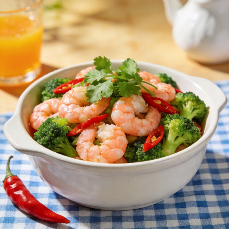 虾仁炒西兰花图片