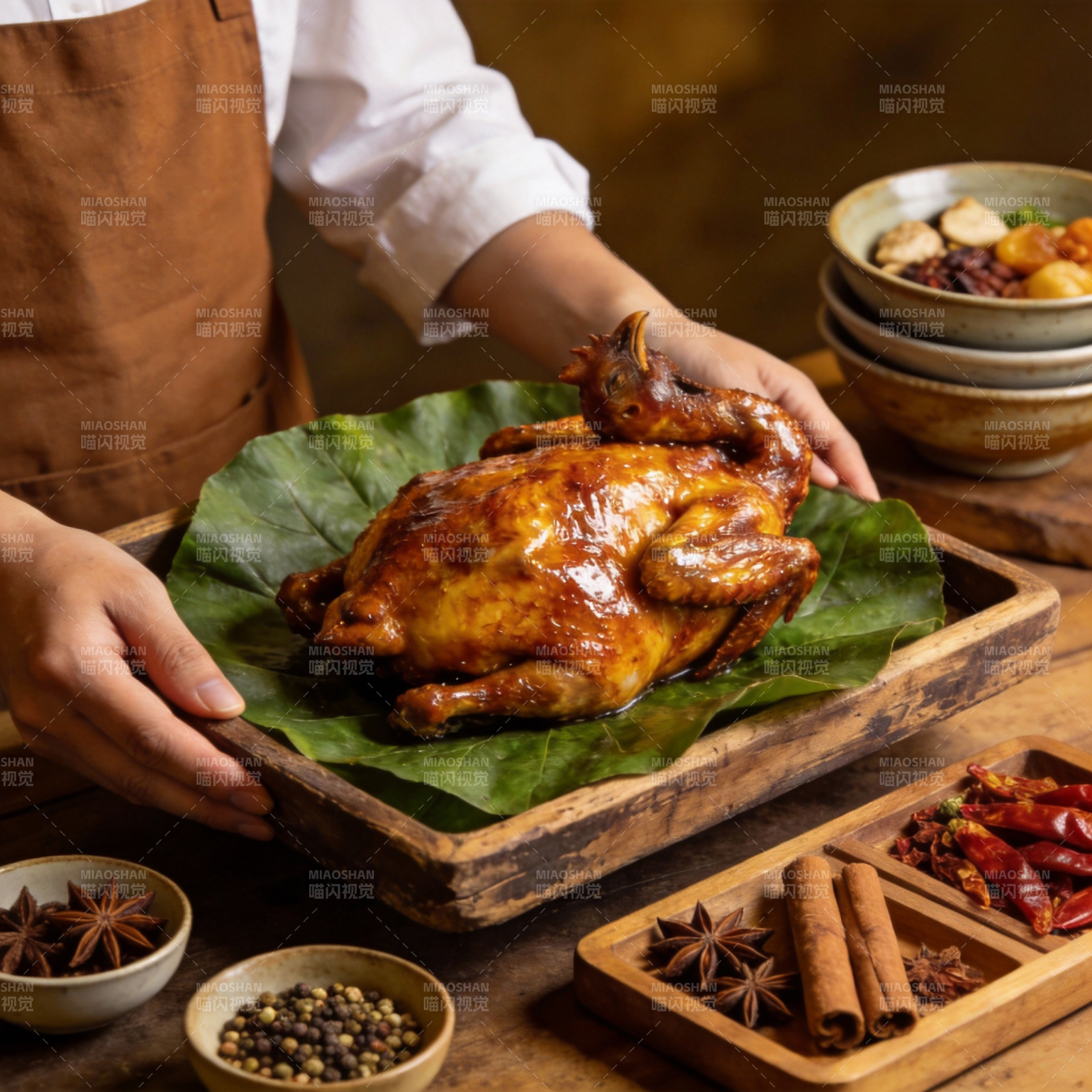 金黄烤鸡香飘四溢图片