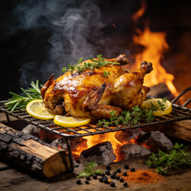 火焰烤鸡 香气四溢图片