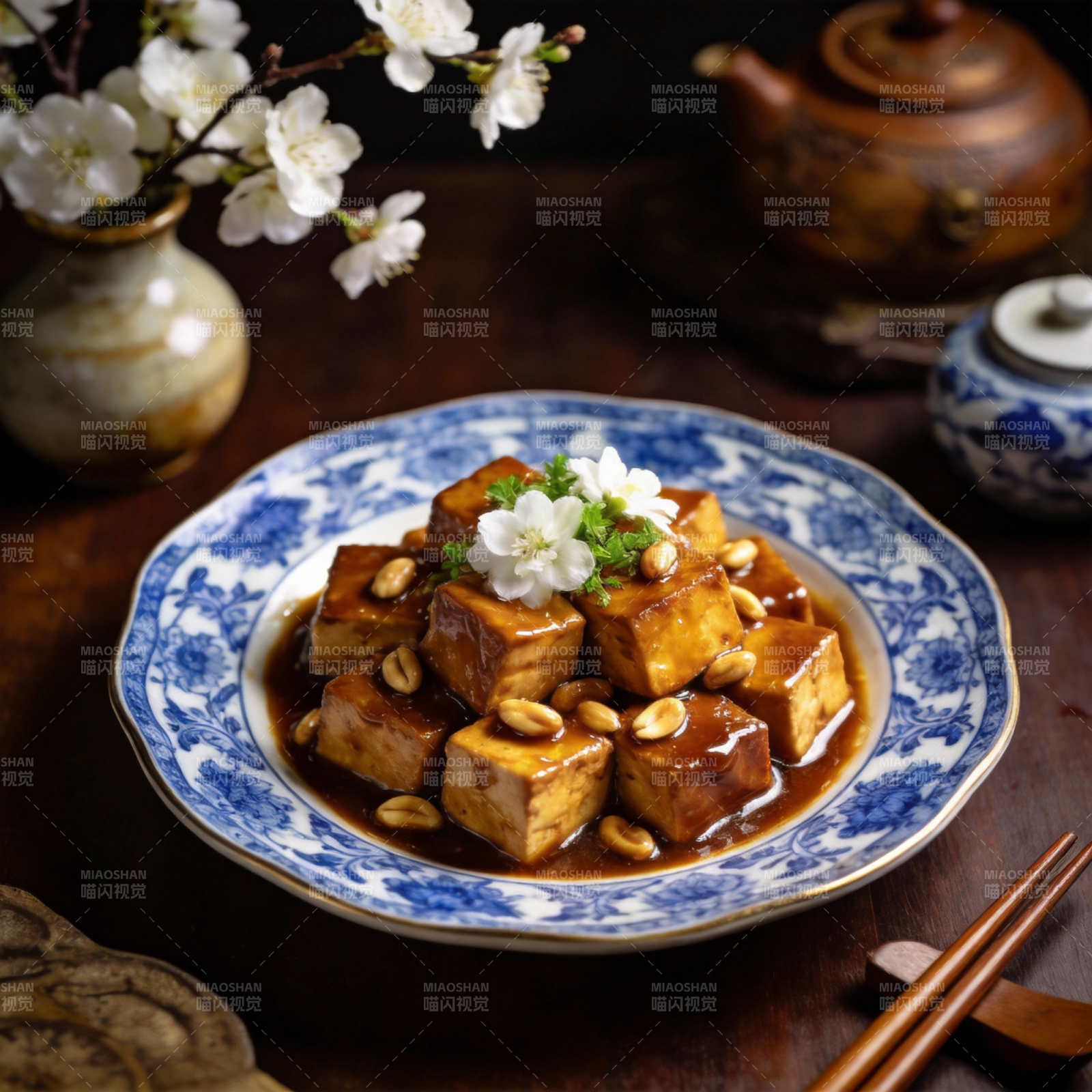 酱香豆腐配花生图片