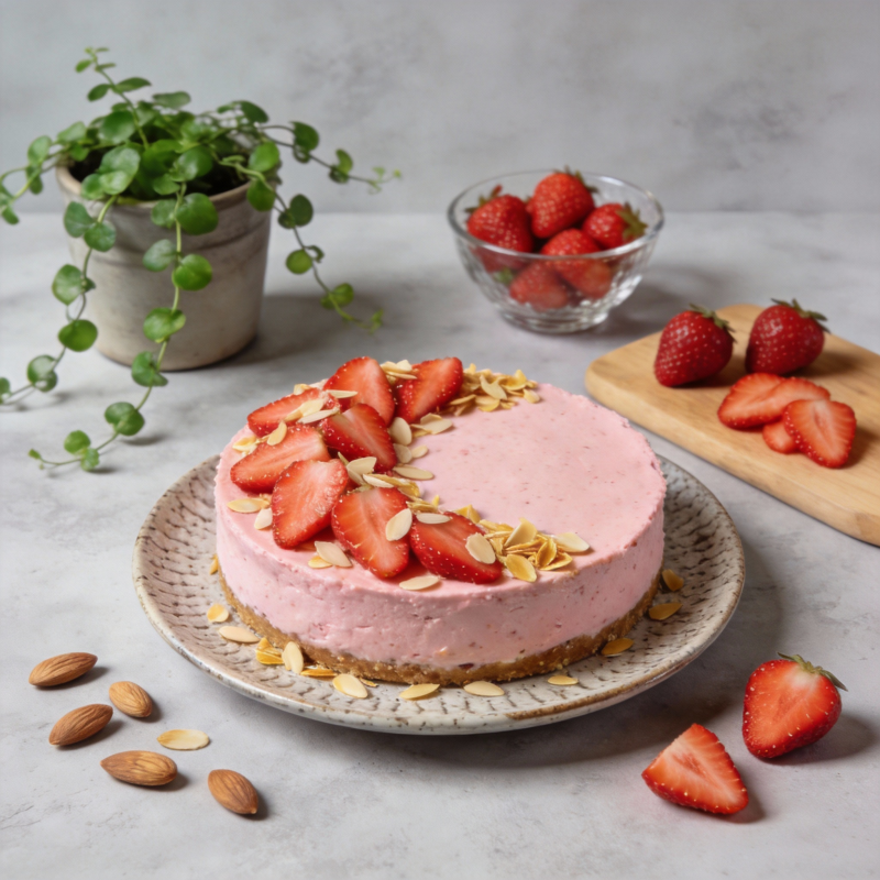 草莓杏仁慕斯蛋糕图片