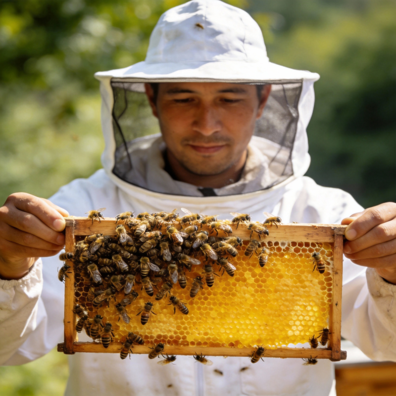 蜂农展示蜂巢图片