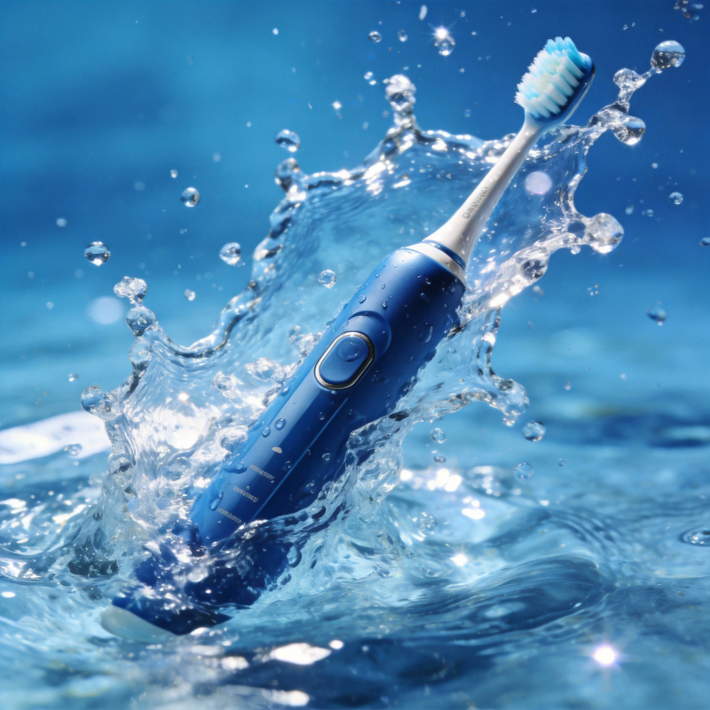 水花中的电动牙刷图片