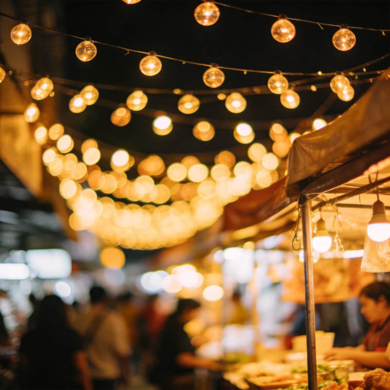 夜市灯火璀璨图片