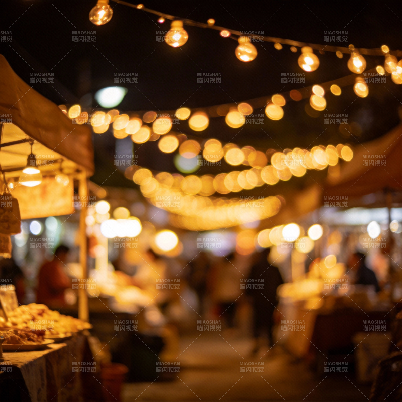 夜市灯火阑珊图片