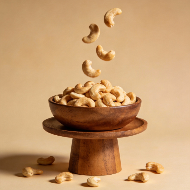 腰果跃入木碗图片