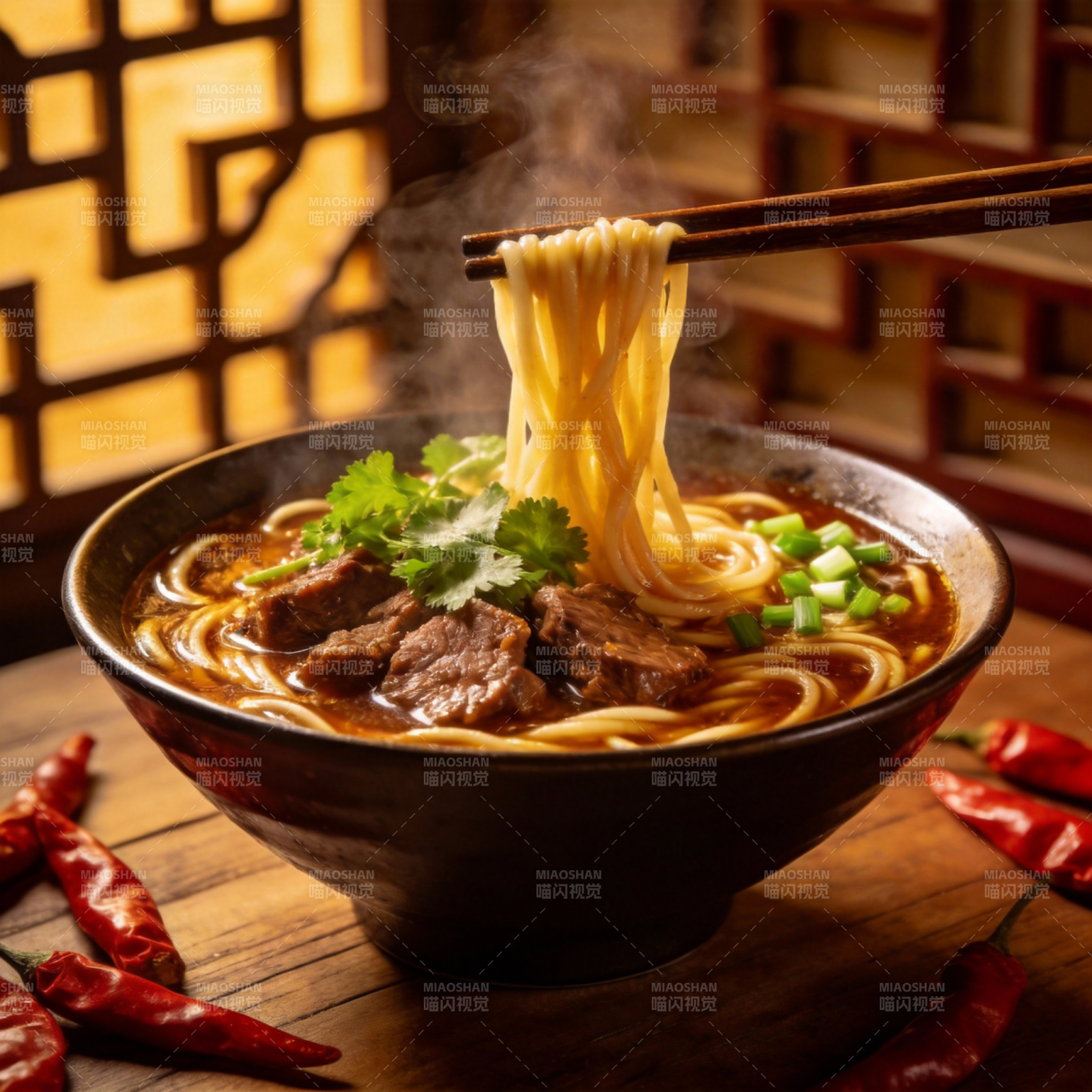 热气腾腾牛肉面图片