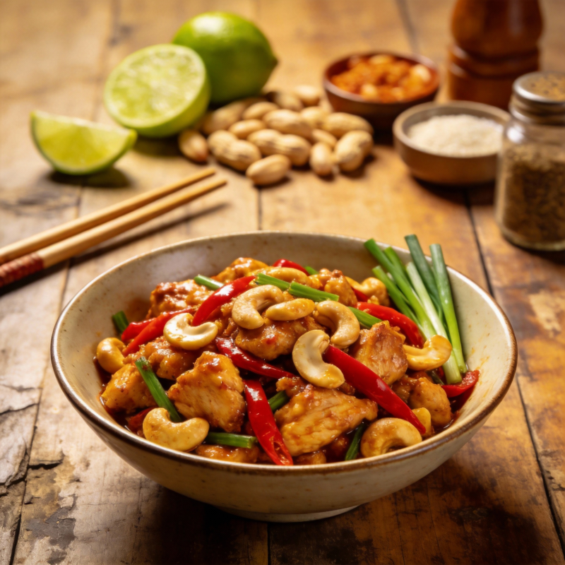 腰果鸡丁配青红椒图片