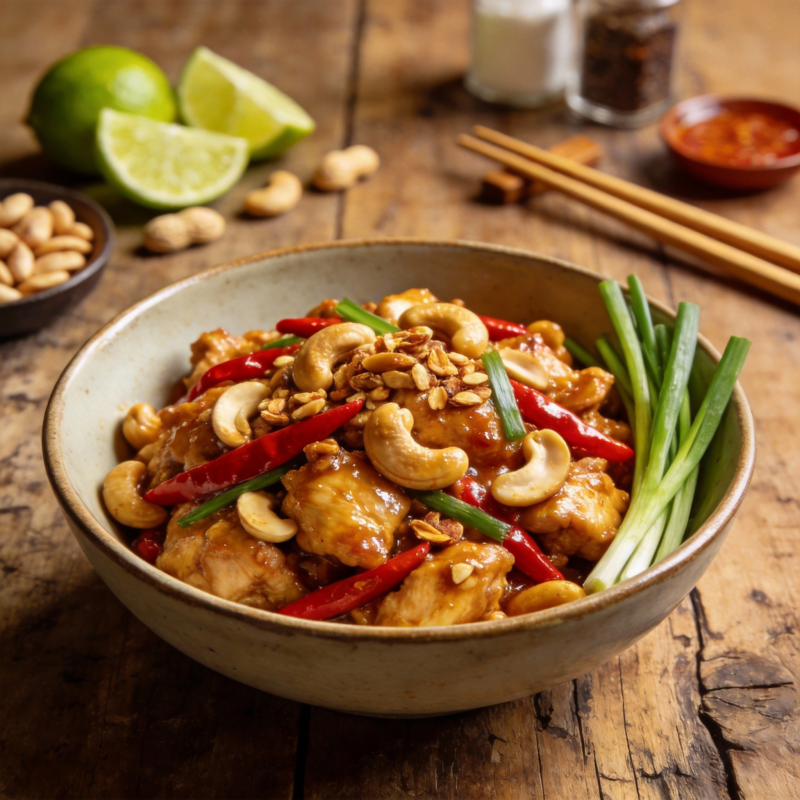 腰果鸡丁配青葱图片