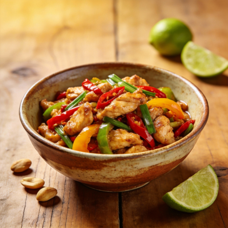 彩椒鸡丁配青柠图片