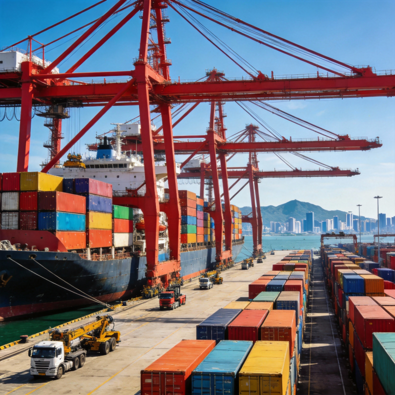 繁忙港口集装箱装卸图片