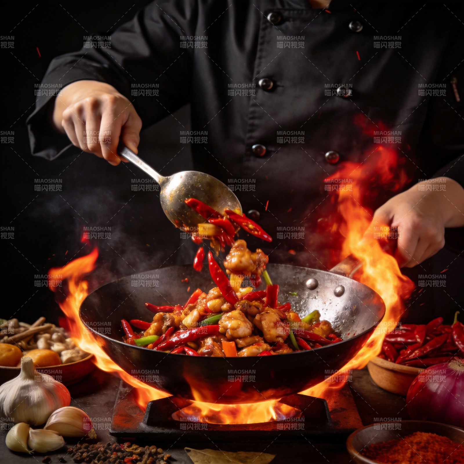 火焰炒辣鸡图片