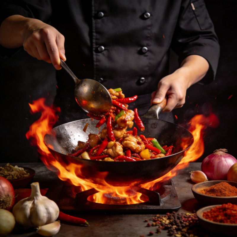 火焰炒菜 香辣四溢图片