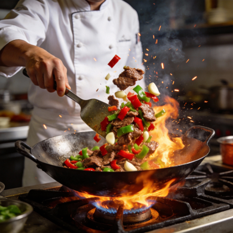 火焰炒菜 美味翻腾图片