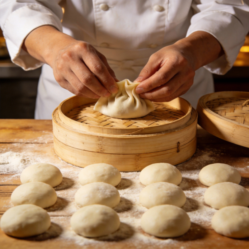 手工包制包子图片