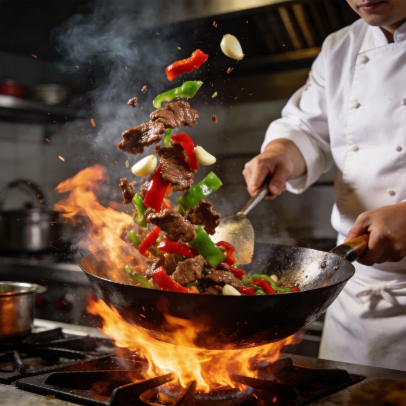 火焰翻炒牛肉彩椒图片