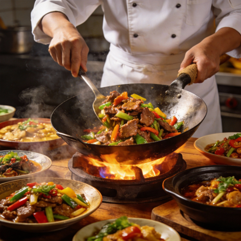 火焰炒菜 美味四溢图片