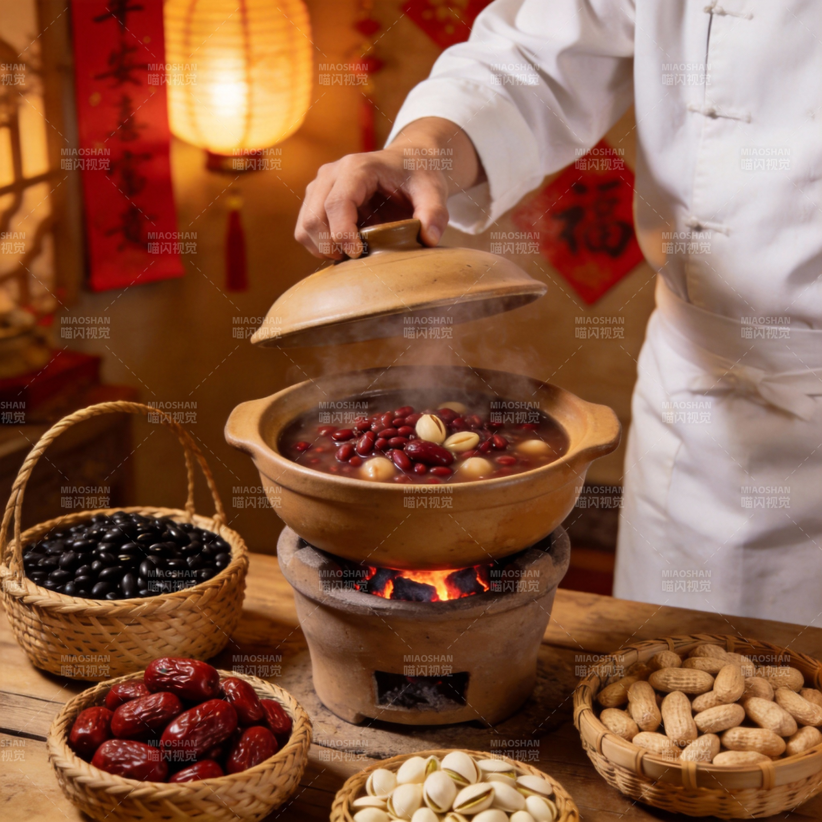 热气腾腾的养生锅图片