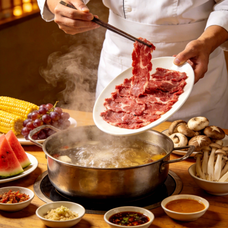 火锅盛宴 鲜肉入锅图片