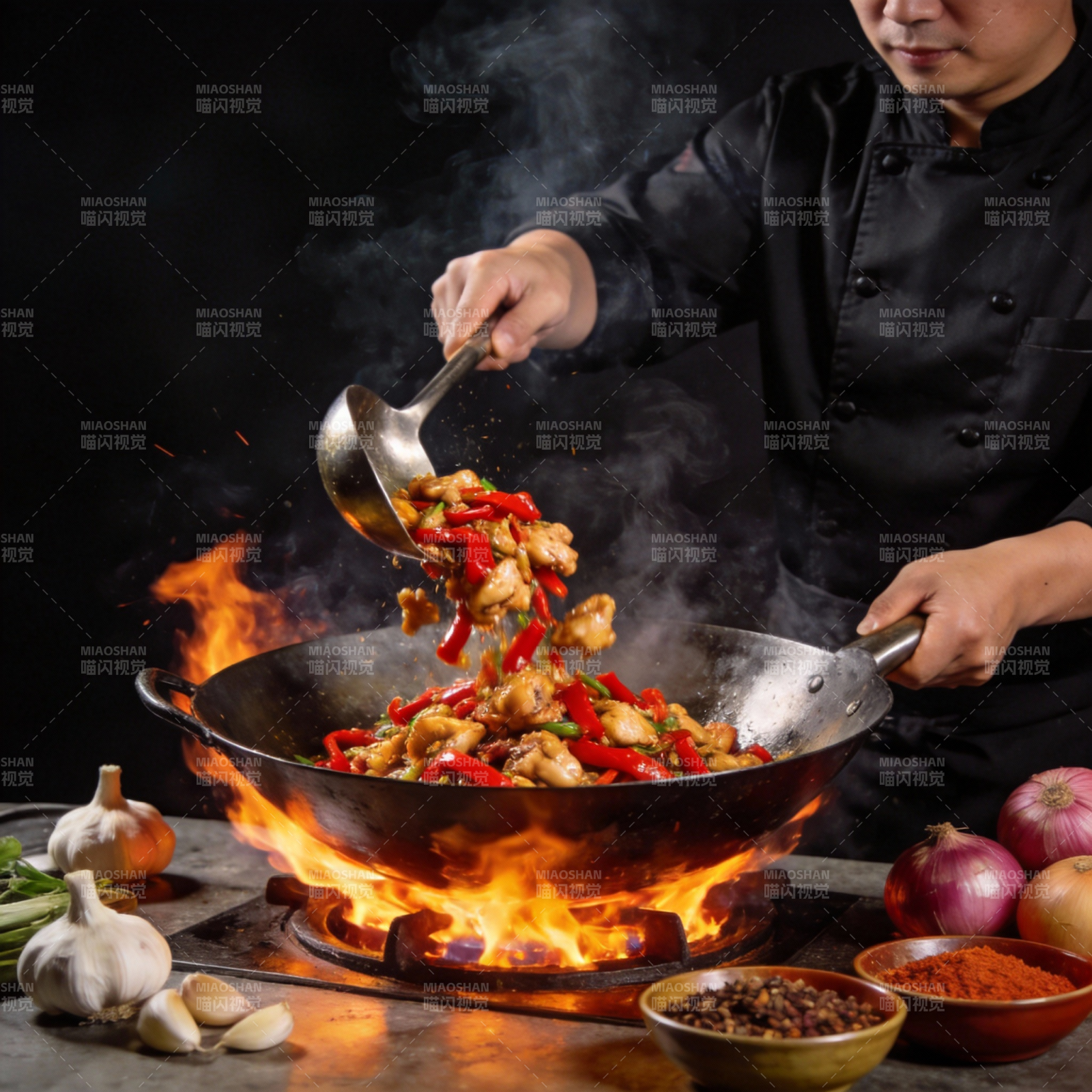 火焰炒菜 香辣诱人图片