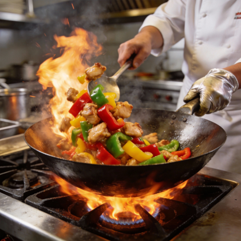 火焰炒菜 美味翻腾图片