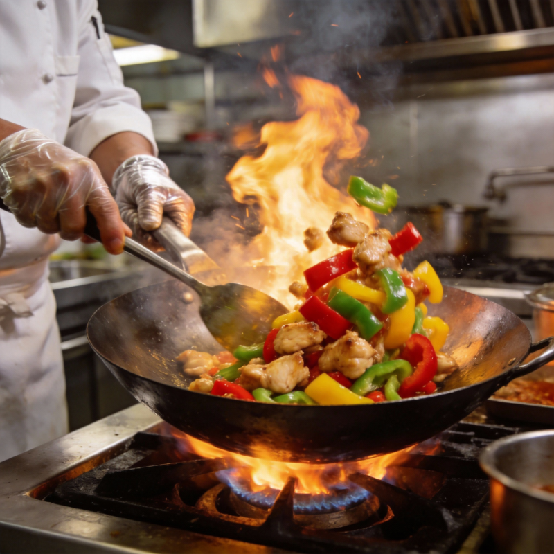 火焰炒菜 美味瞬间图片