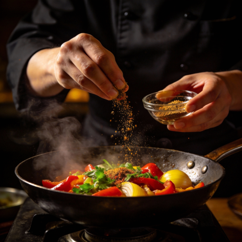香料翻炒美味食材图片