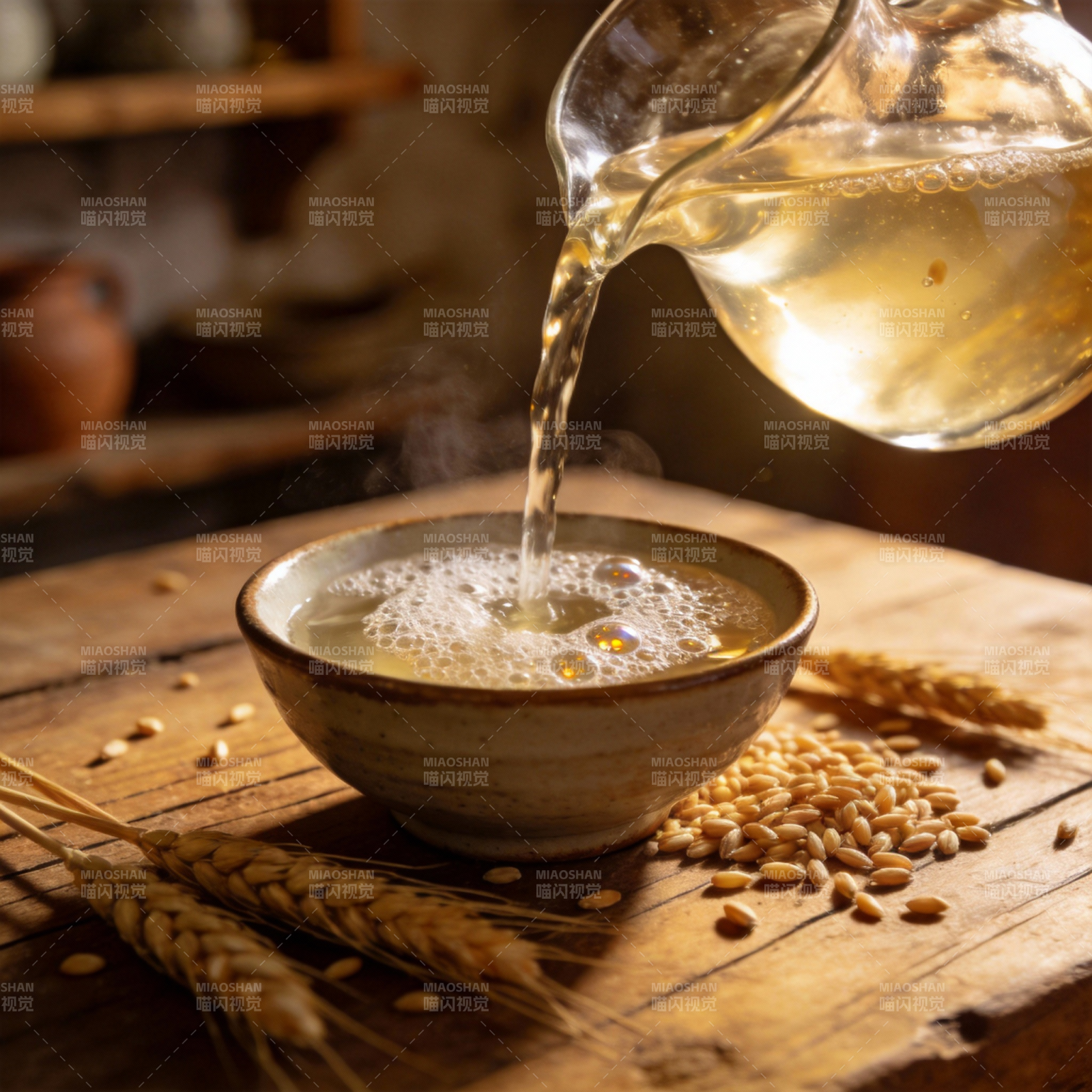 茶香四溢 麦穗相伴图片