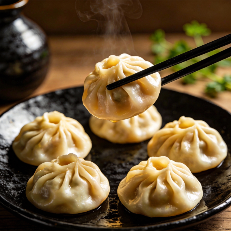 热腾腾的蒸饺图片