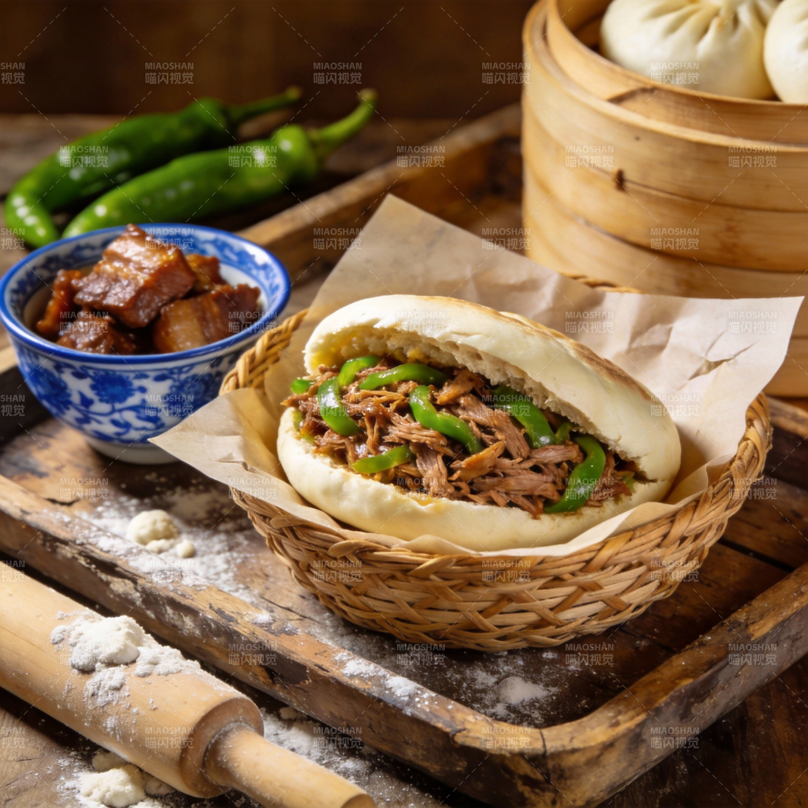 肉夹馍配青椒图片