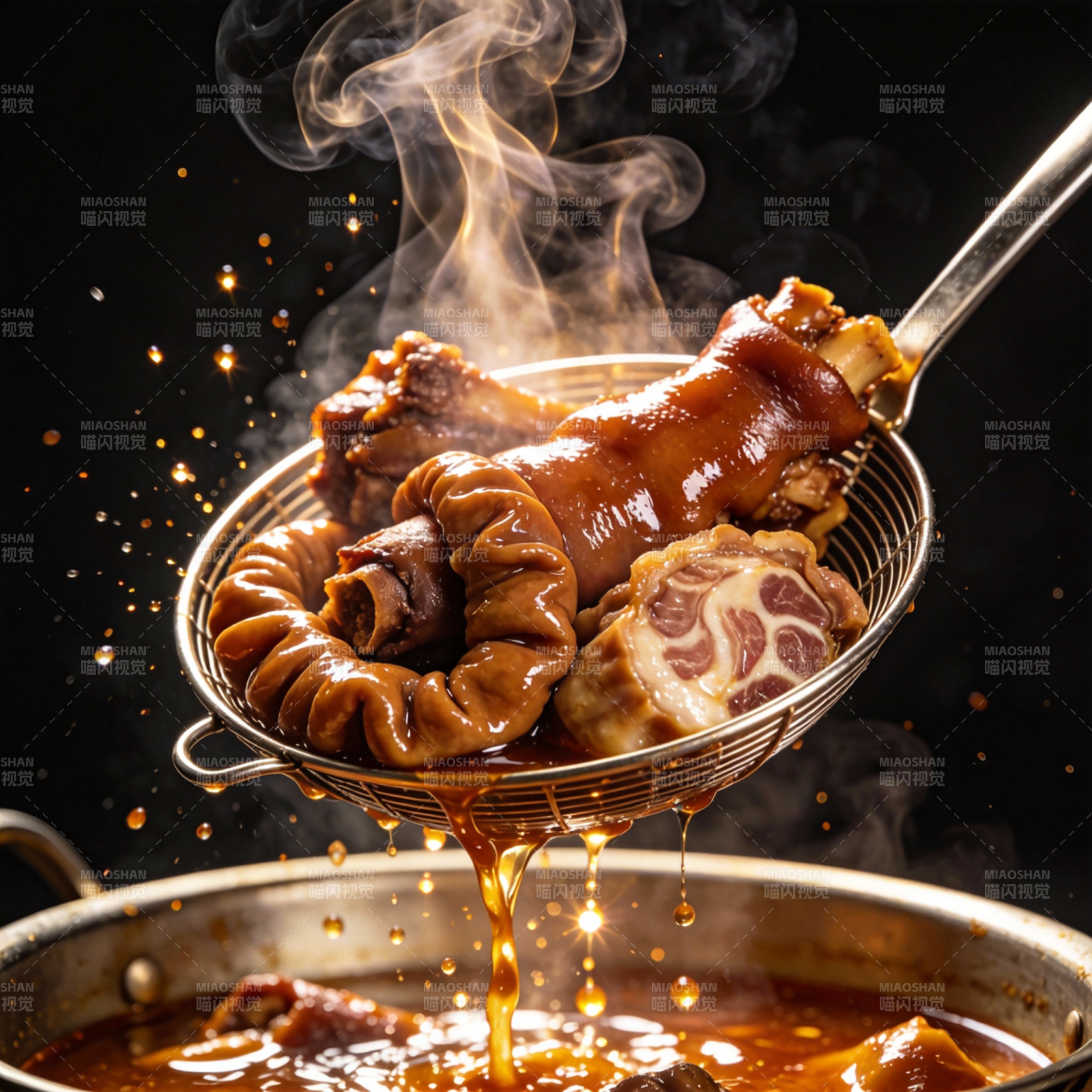 热气腾腾的卤猪蹄图片