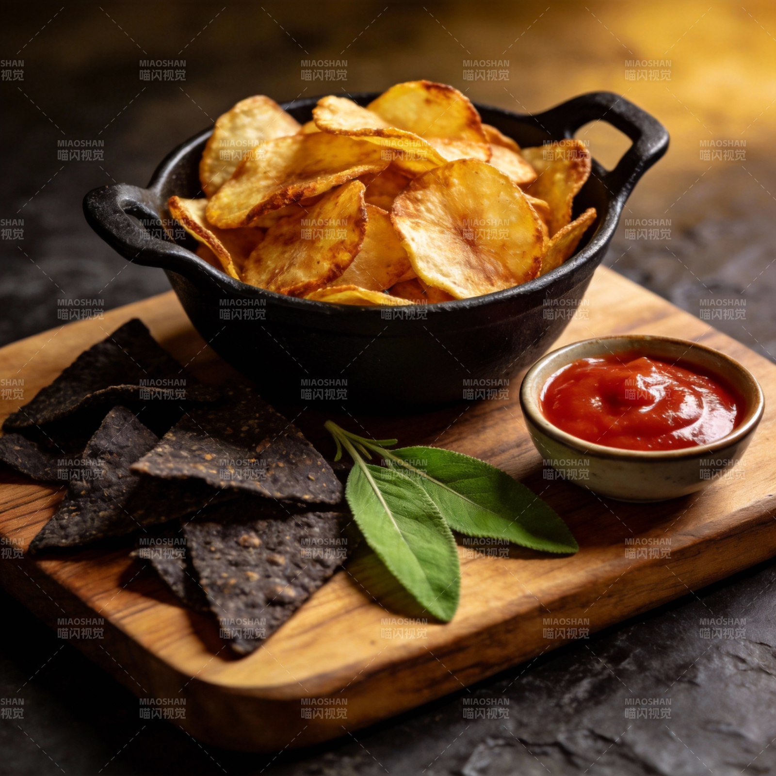 薯片与蘸酱拼盘图片