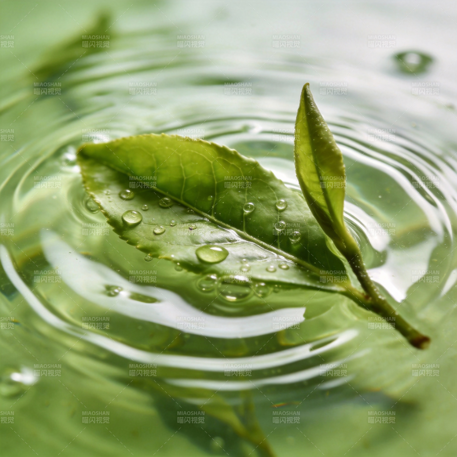 绿叶浮水 涟漪轻荡图片