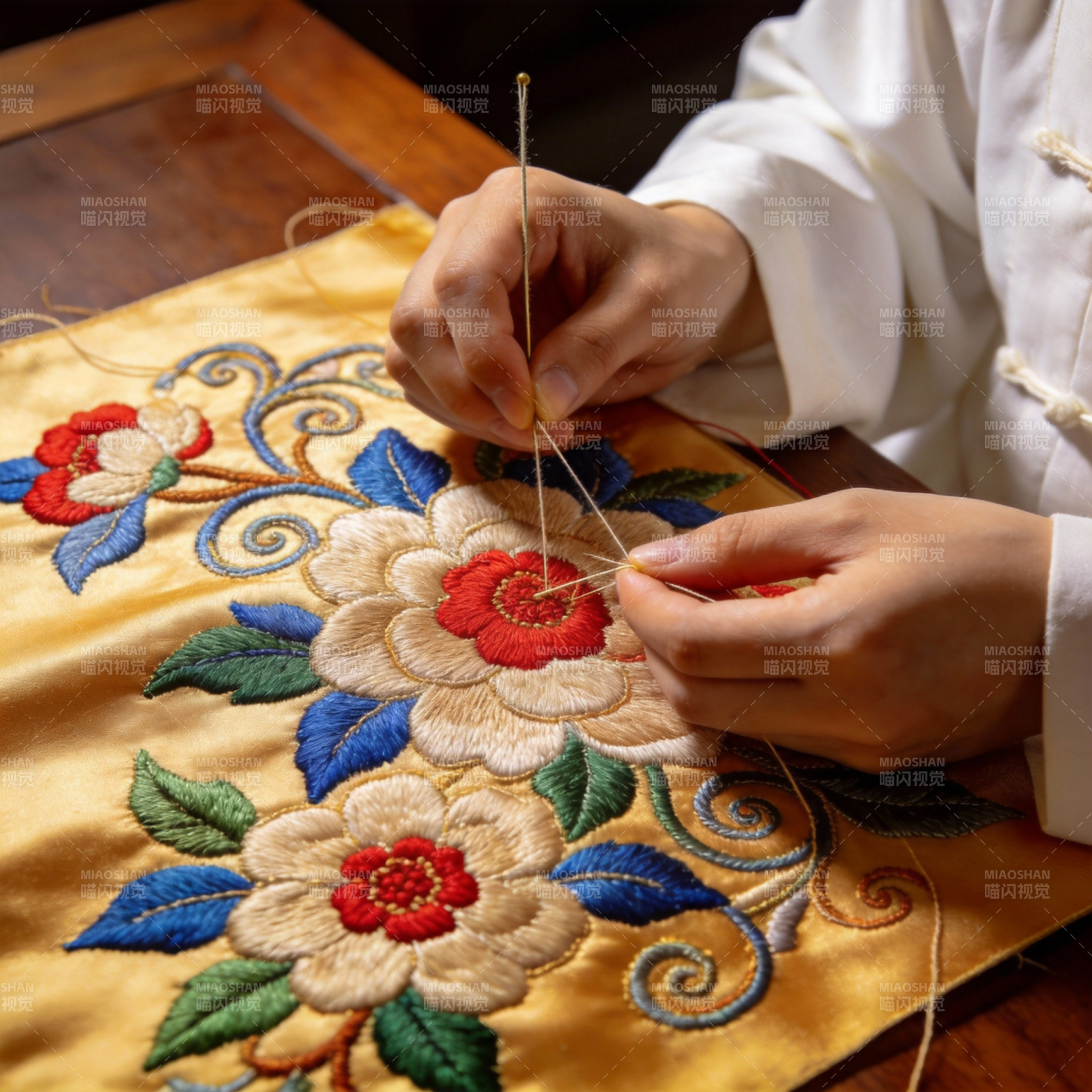 精工刺绣花艺图片