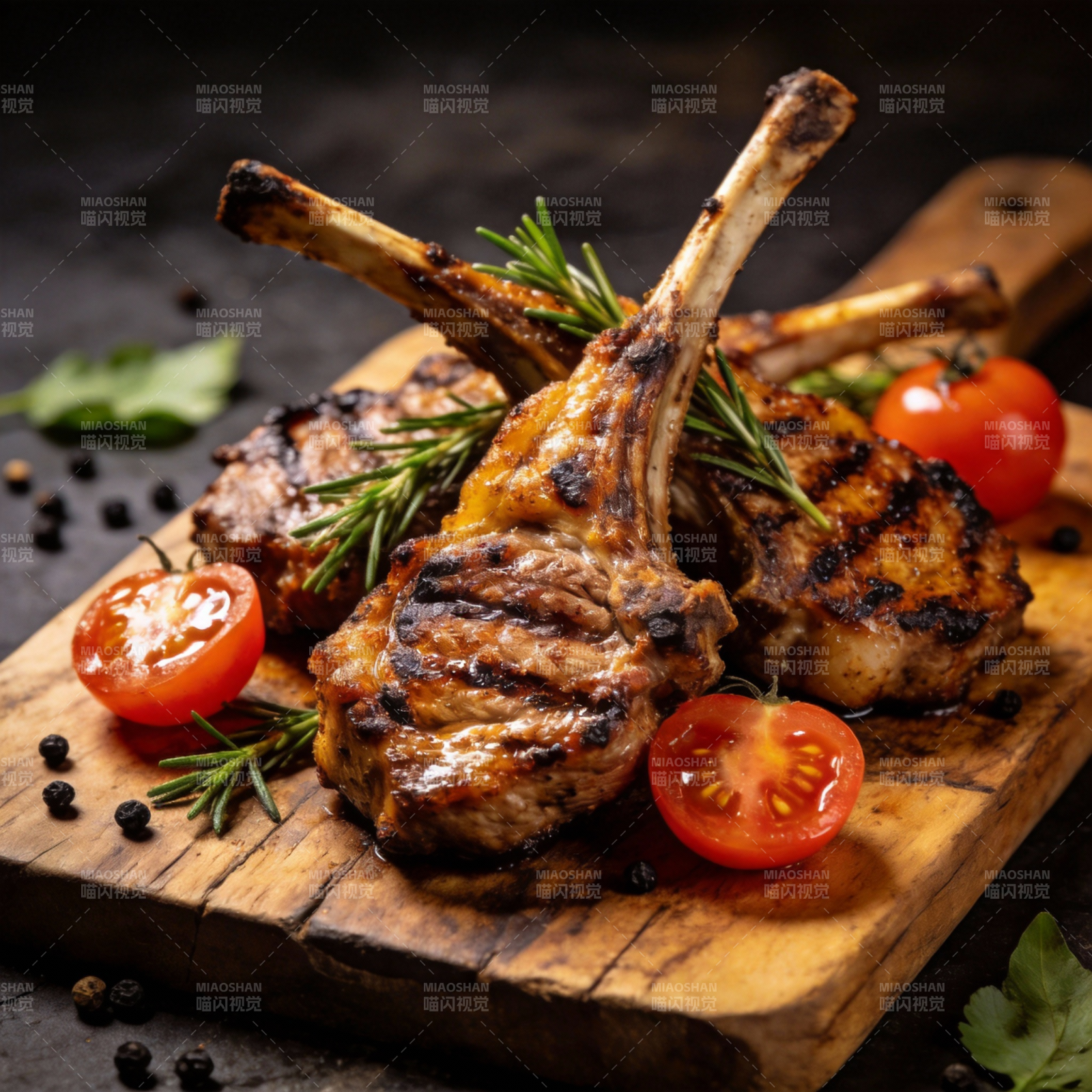 烤羊排配香草番茄图片