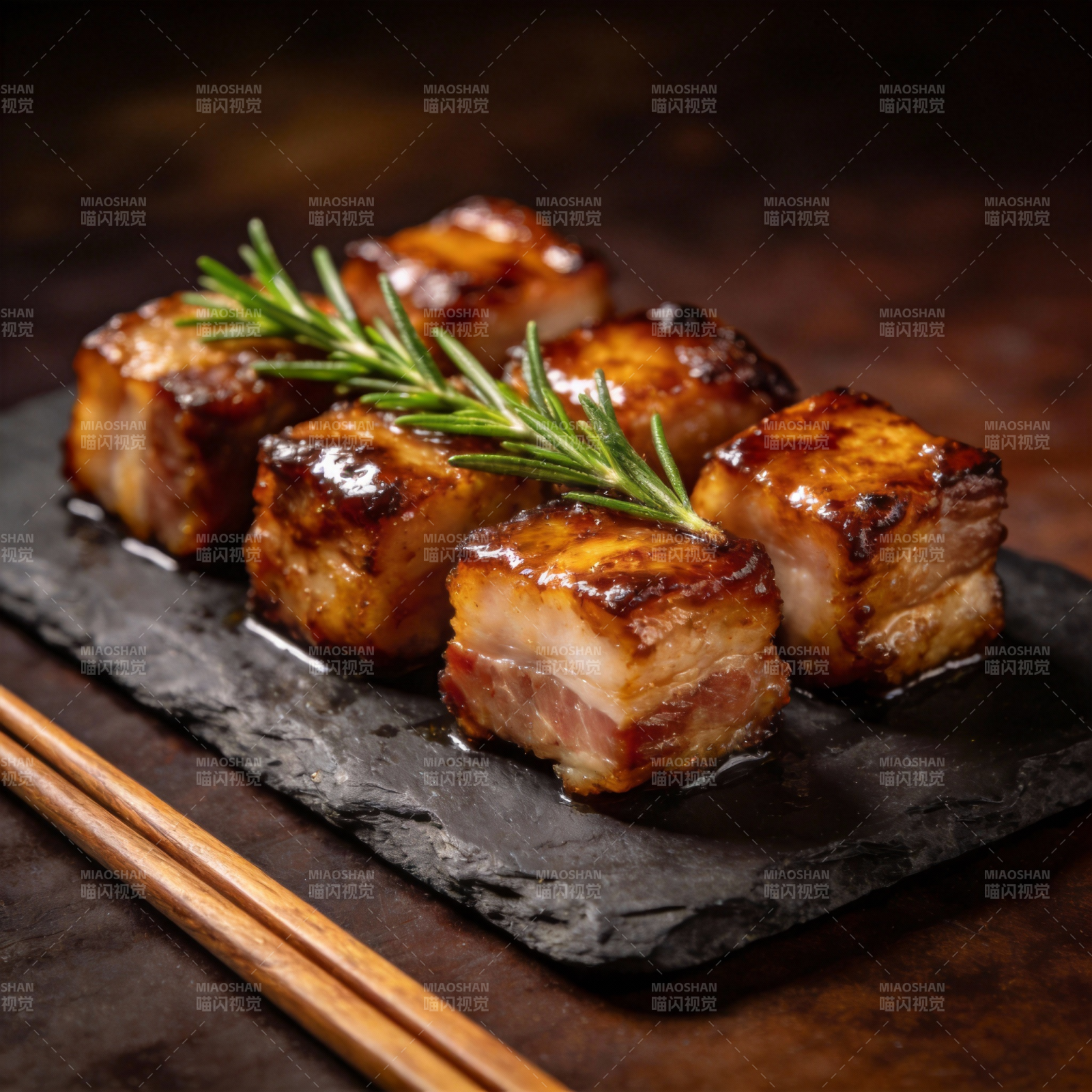 香煎五花肉配迷迭香图片