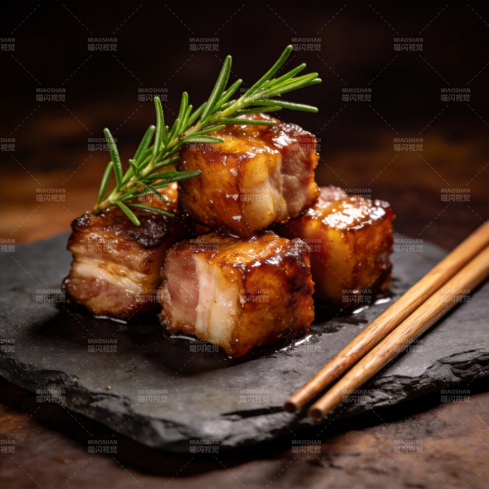 蜜汁叉烧配迷迭香图片