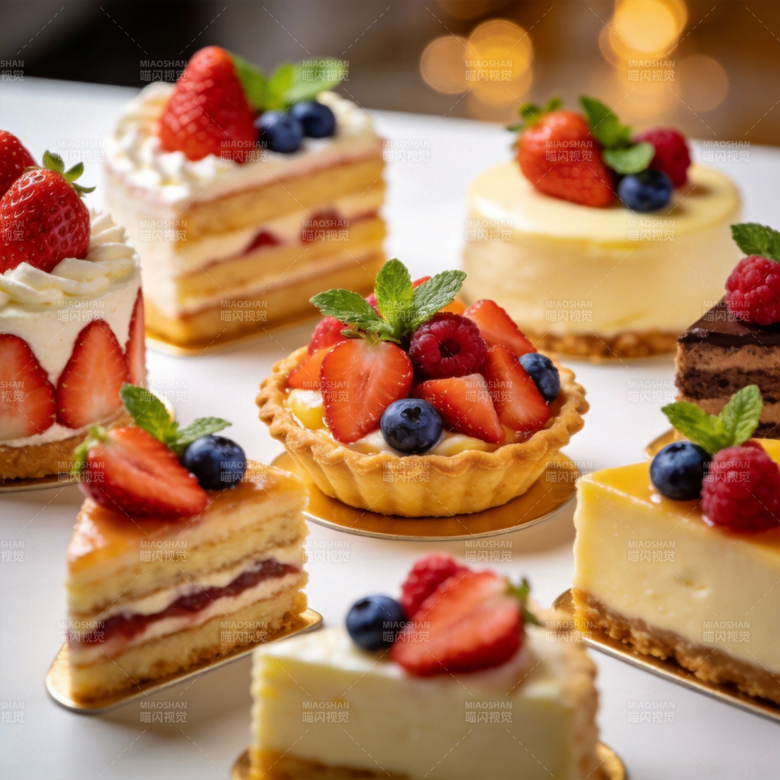 甜蜜果味蛋糕拼盘图片