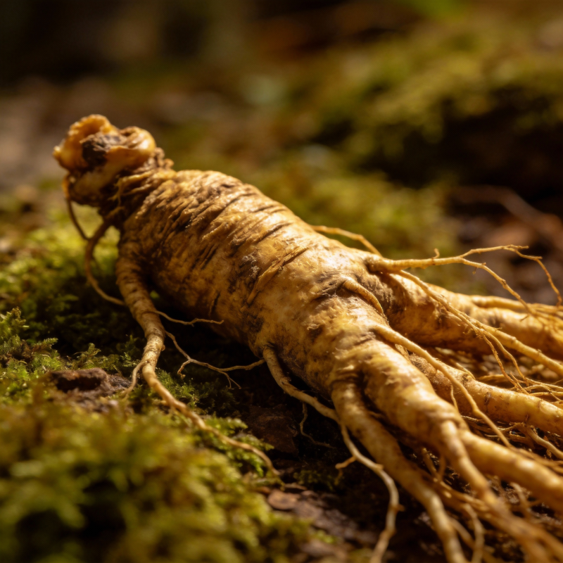 人参根茎特写图片