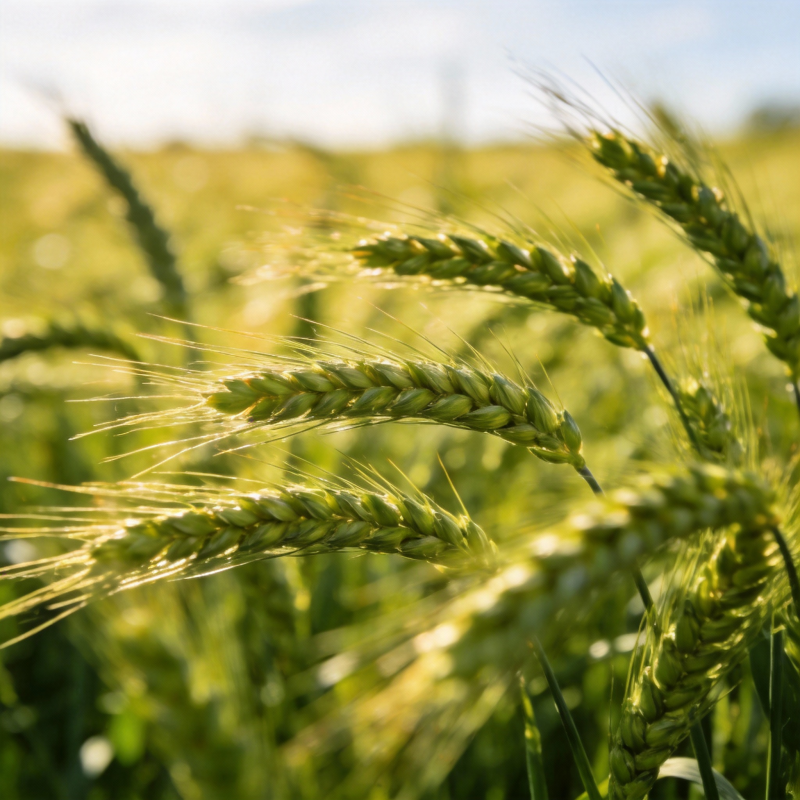 金黄麦穗迎风摇曳图片