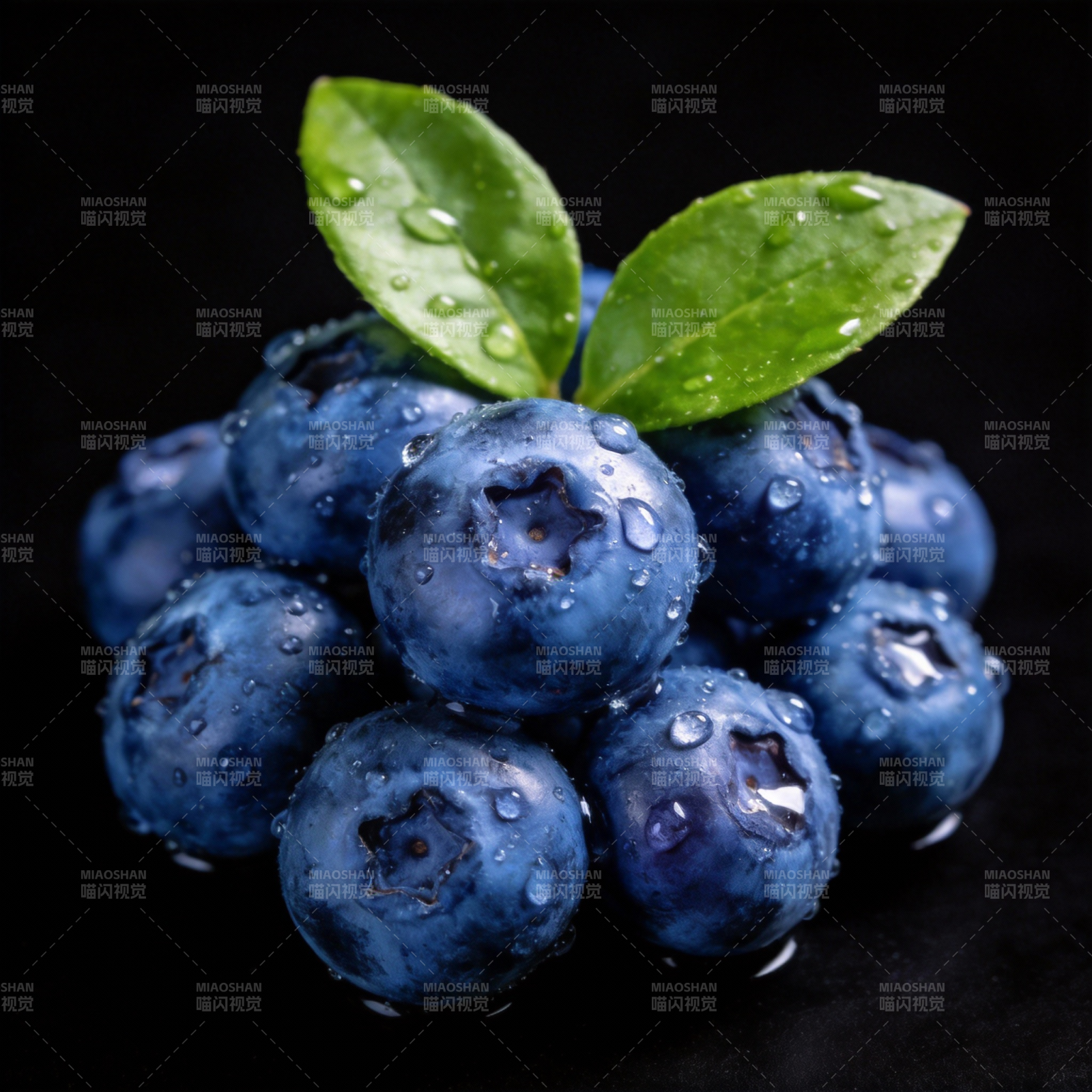 晶莹蓝莓 叶露相映图片