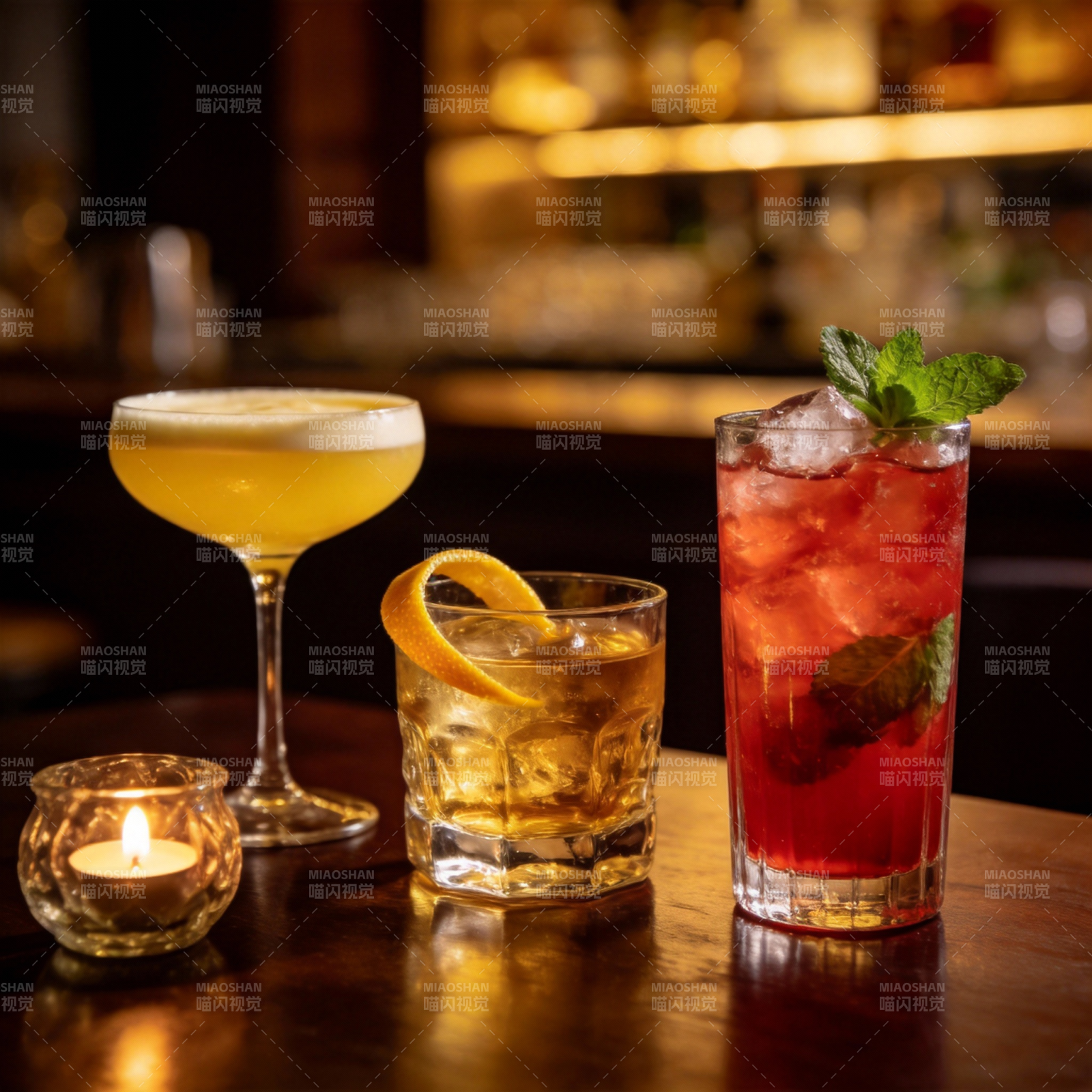 酒吧三杯鸡尾酒图片