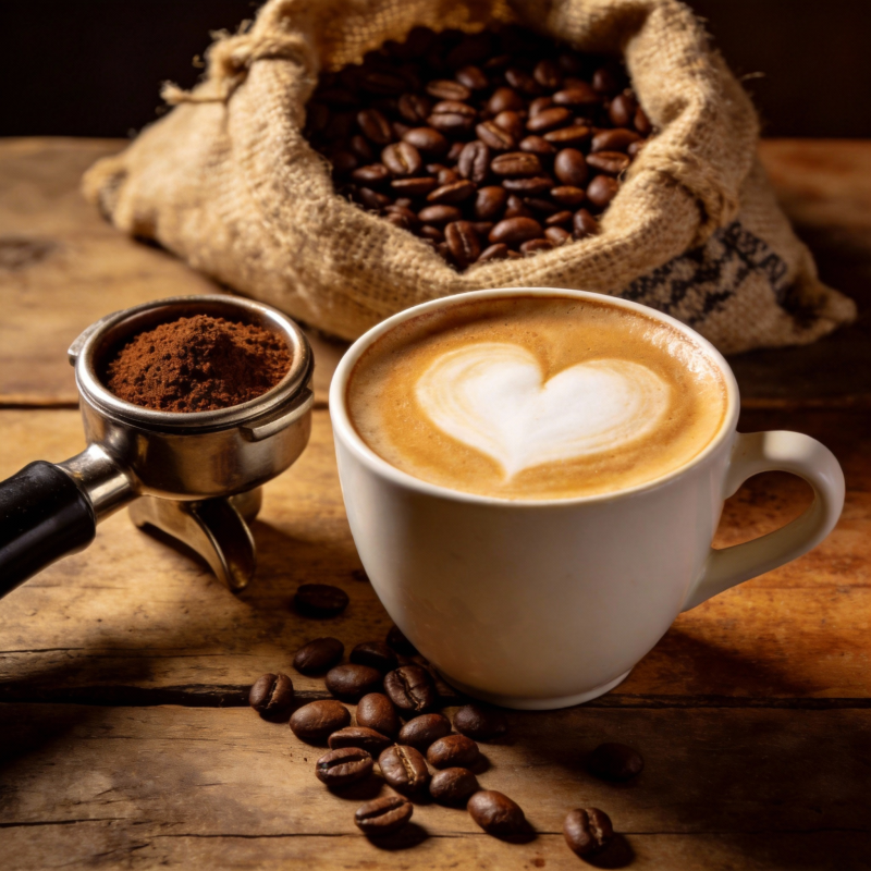 咖啡香浓 心形拉花图片